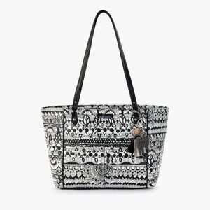 Sakroots Black & White Printed Tote with Charms